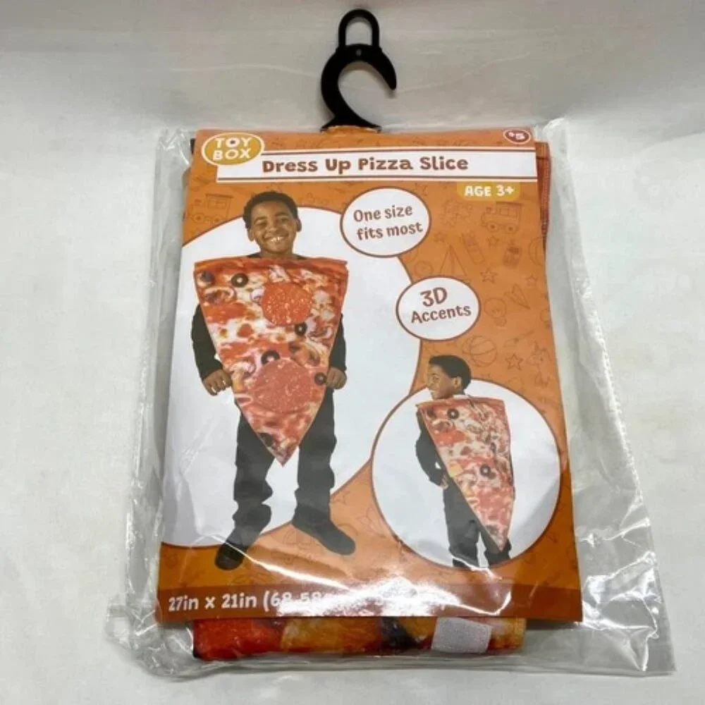 Kids‎ Costume Pizza Slice One Size Toy Box Dress Up 3D Accent Pepperoni 3+ NWT